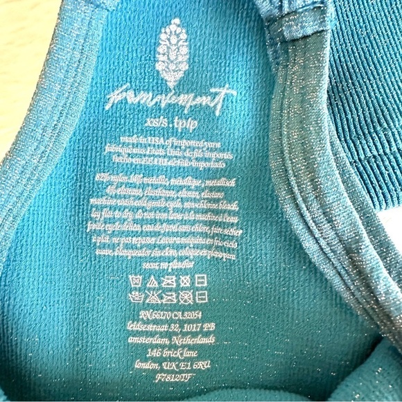 🎈RE-OPENING SALE Free People Happiness Runs Lurex Crop Tank Off Tropic XS/S - Picture 5 of 6